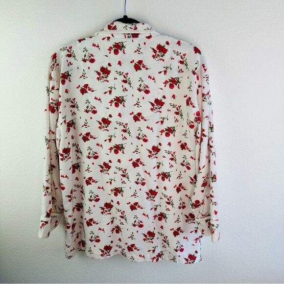 Victorias Secret Country Cottons Red White Floral Sleep Shirt Size M VTG 90’s - Picture 3 of 3